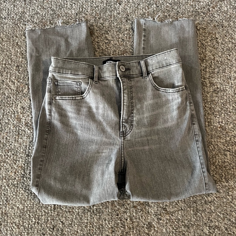 Express Cropped Straight High Rise Mom Jean